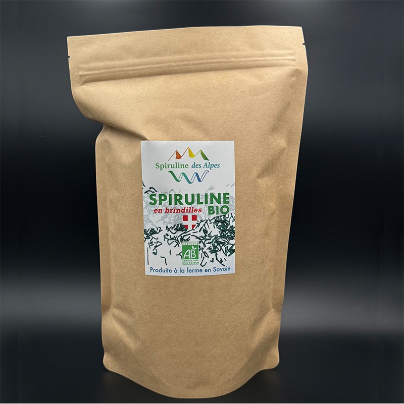 Le grand format de spiruline bio en brindilles, 500 gr à un prix serré pour satisfaire les aficionados !