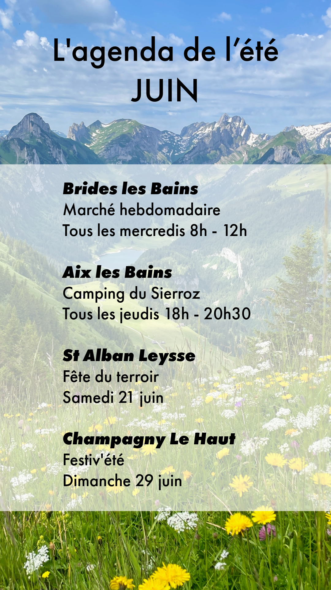 agenda des marchés de l'été ( juin 2025)