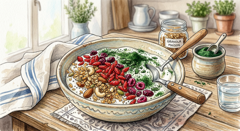 Le bowl du matin qui change tout ☀️ — yaourt, granola, fruits rouges et spiruline